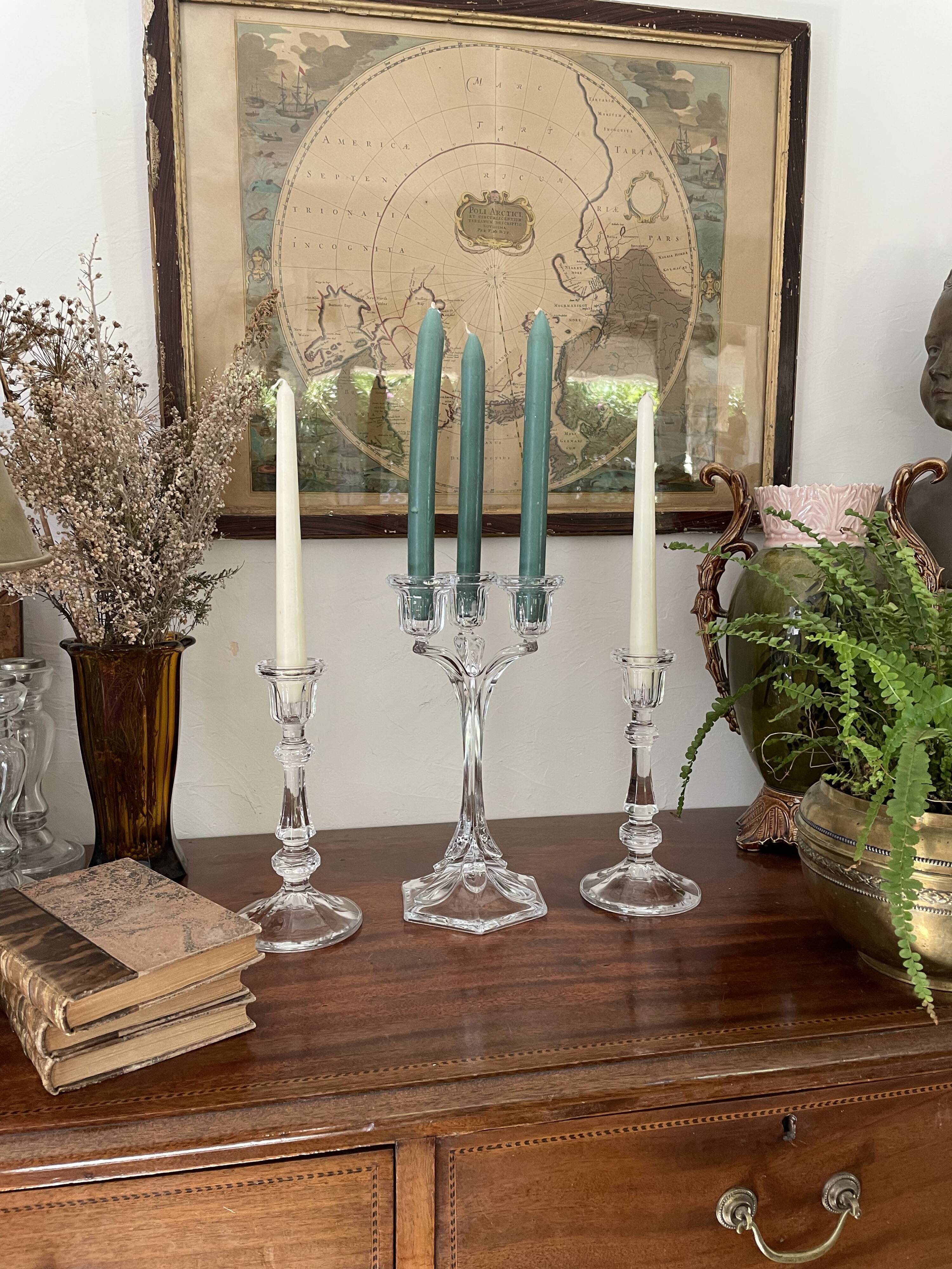 Pair of crystal candle holders