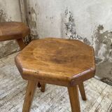 Pine stools with curved seat from the 50s