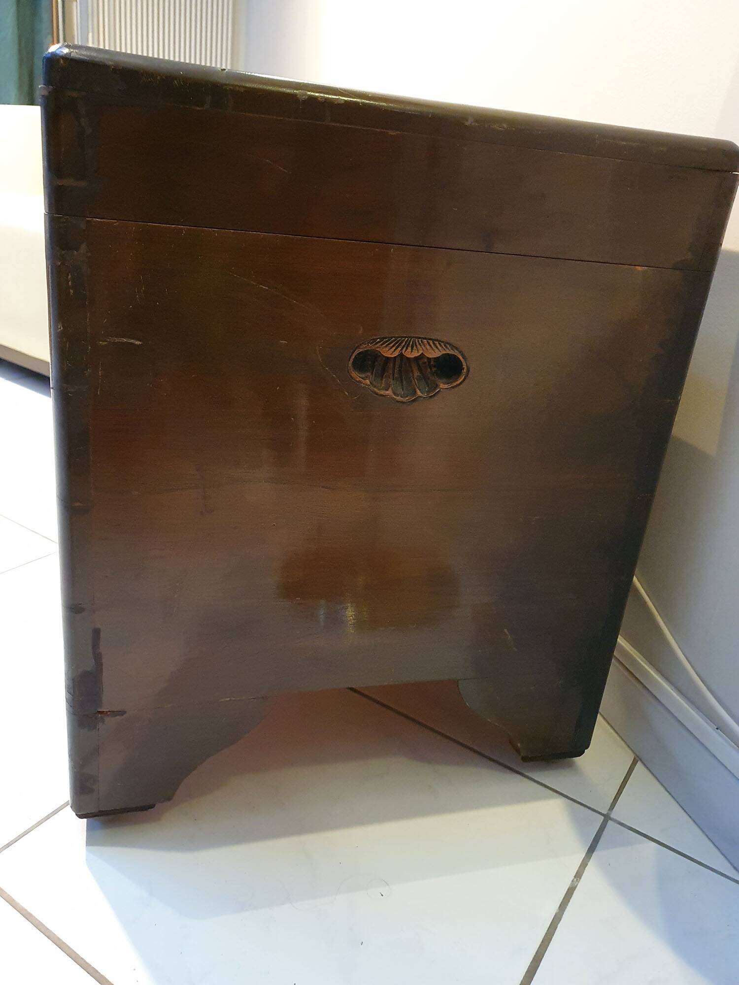 Chinese wedding chest in carved wood