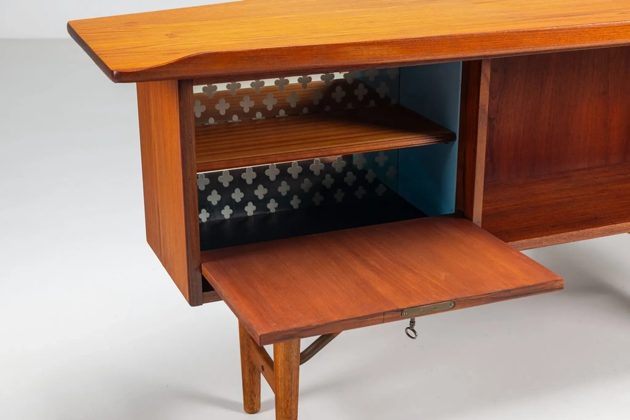 Peter Lovig Nielsen boomerang writing desk teak Lovig Denmark 1960