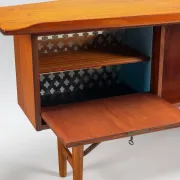 Peter Lovig Nielsen boomerang writing desk teak Lovig Denmark 1960