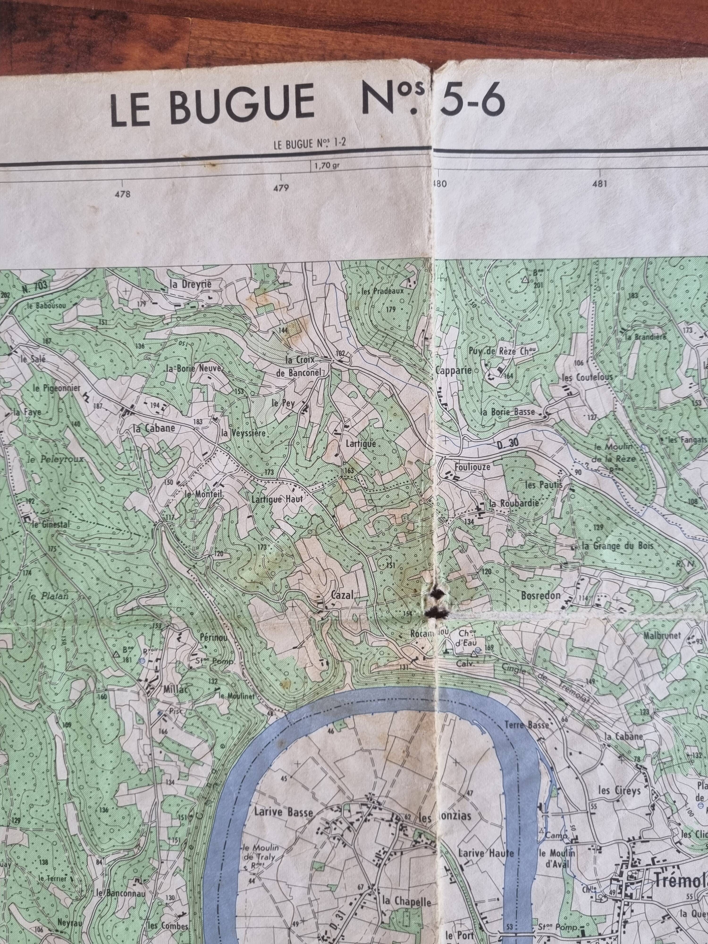 Carte ancienne Le Bugue 5-6 - 1/25000ème (1970)