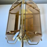 Scandinavian Vintage  wall light Sconce in Brass & Amber colored Glass