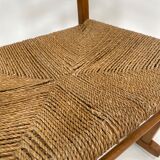 Mid century pine & sisal rocking chair, 1950s