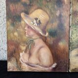 Beautiful Pair of paintings of women on the Daria River, 1983