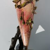 Signed polychrome terracotta vase dating from 1892, art nouveau (h.75cm) rare