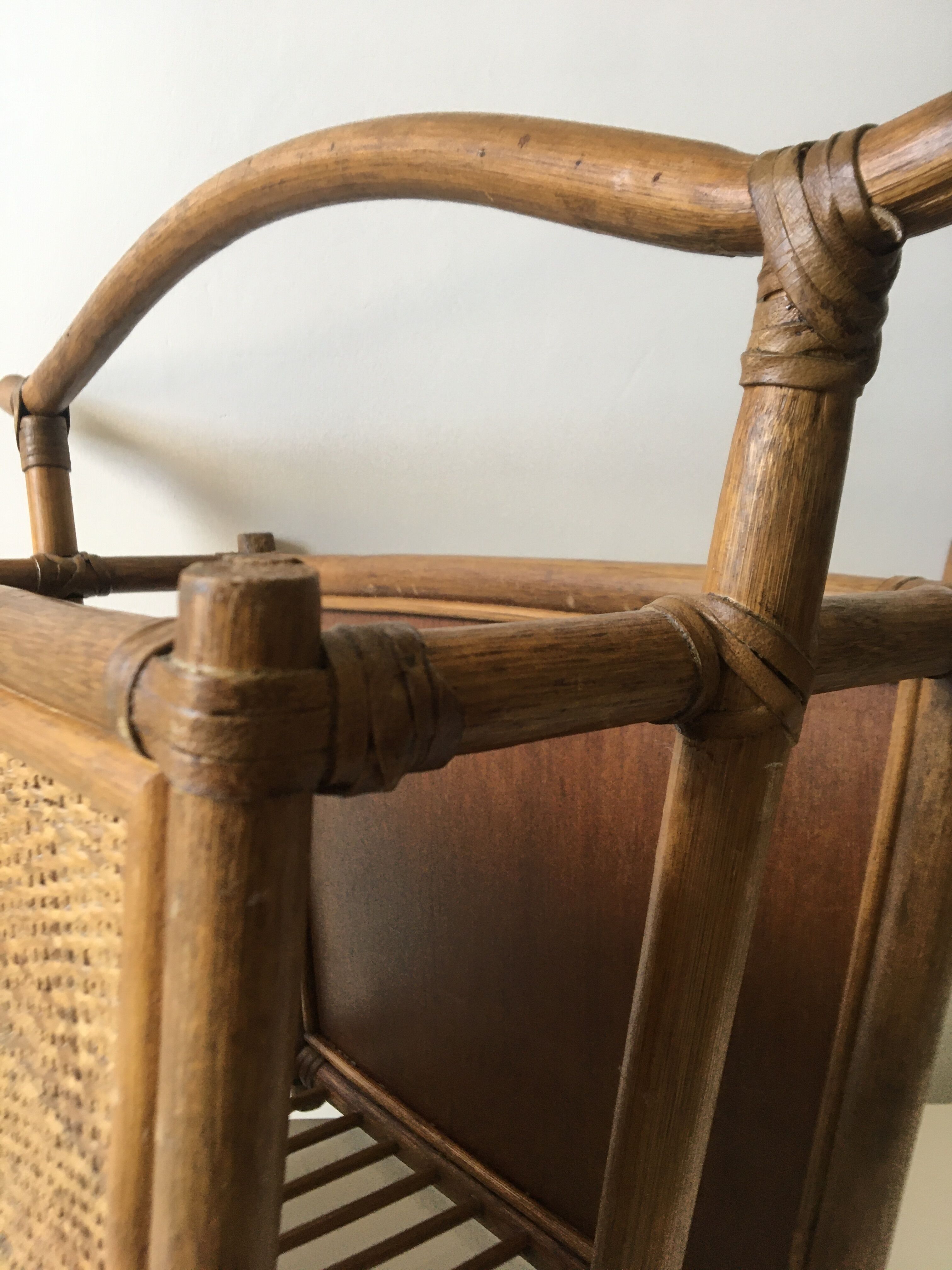 1960s rattan magazine rack