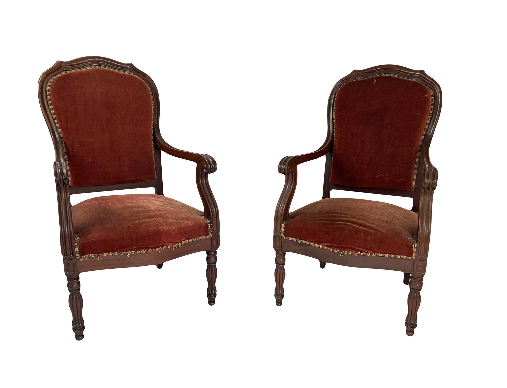 Paire de fauteuils Louis Philippe en acajou massif