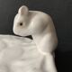 Mouse figurine plate in white enameled ceramic, signed