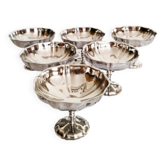 Ice cream or sorbet cups, set of 6, in 18/10 stainless steel, (lot 7)