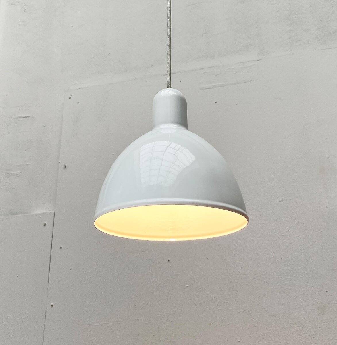 Vintage Danish enamelled pendant lamp model ES by Edgar Schlaefle for Louis Poulsen, 1980s.