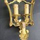Vintage Louis XVI bronze corner wall sconce Lucien Gau Paris