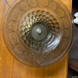 Coupe à fruits Art Déco en verre fumé, pied en chrome
