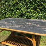 Vintage rattan and Formica coffee table