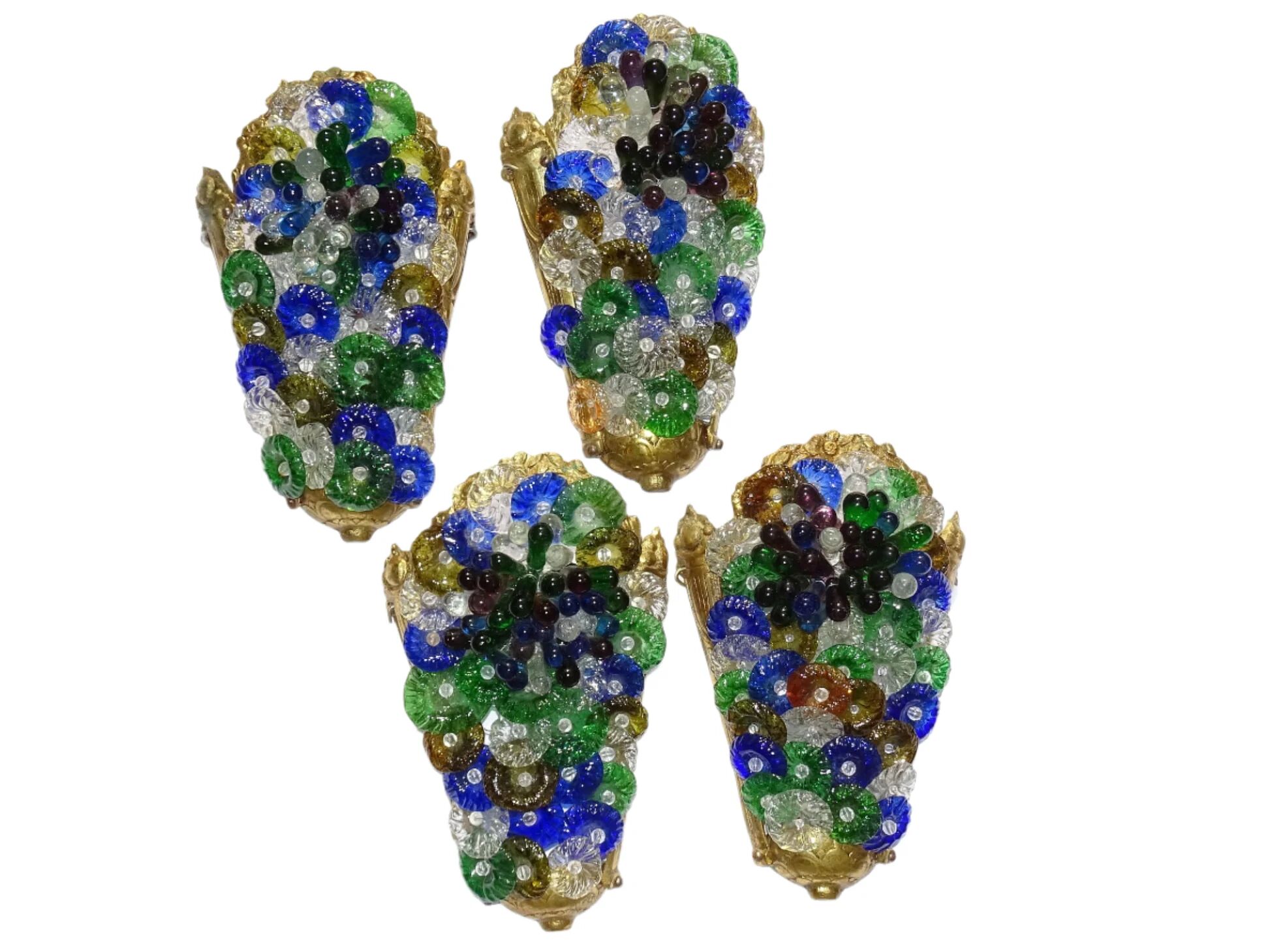 Appliques murales vintage italiennes en verre de Murano, lot de quatre