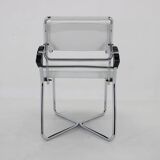 1940s Rare Restored Bauhaus Chrome Plated Adjustable Armchair in White Leather, Czechoslovakia