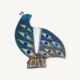 Peacock blue vase in laminated glass