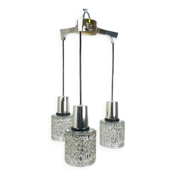 Suspension cascade à 3 feux, verre, 1970