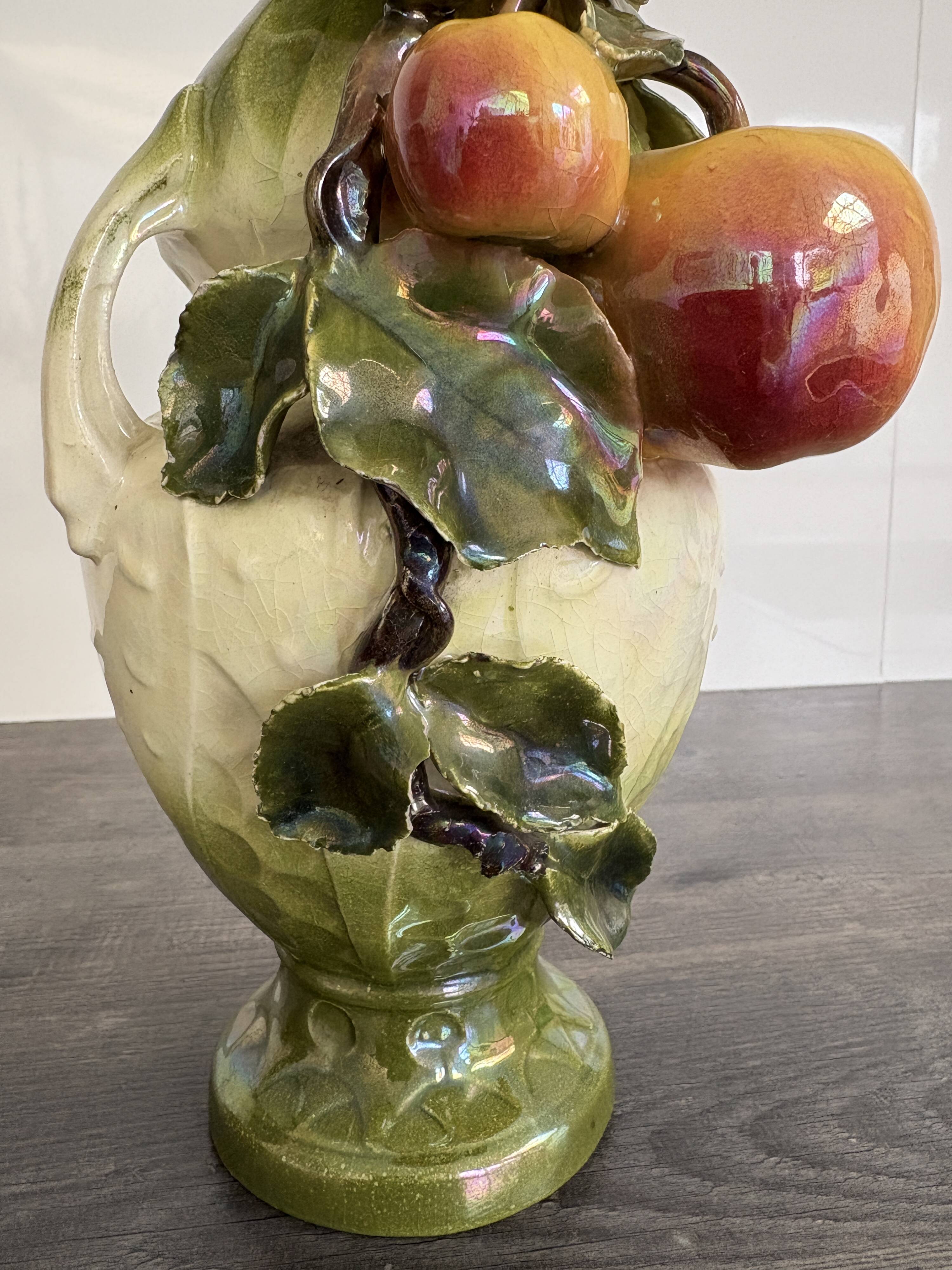 Art Nouveau ceramic vase – fruit and flower decoration