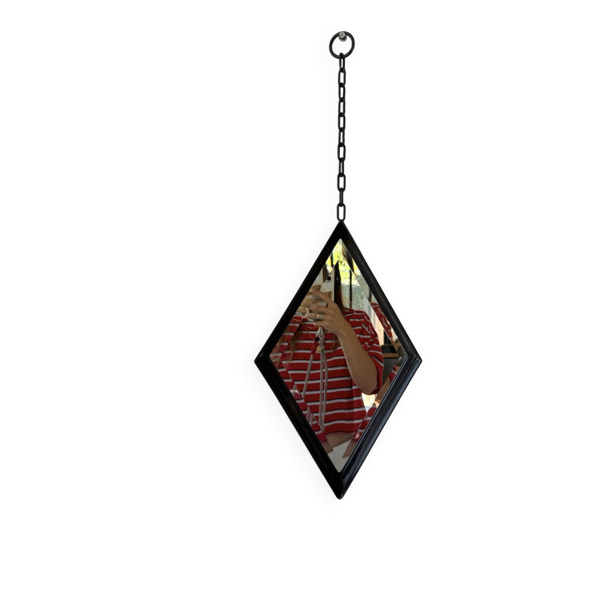 Miroir brutaliste losange en fer