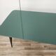 Mid-century mahogany dining table with aquamarine glass top