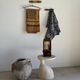 Small coat hook with two round button hooks in pine H5