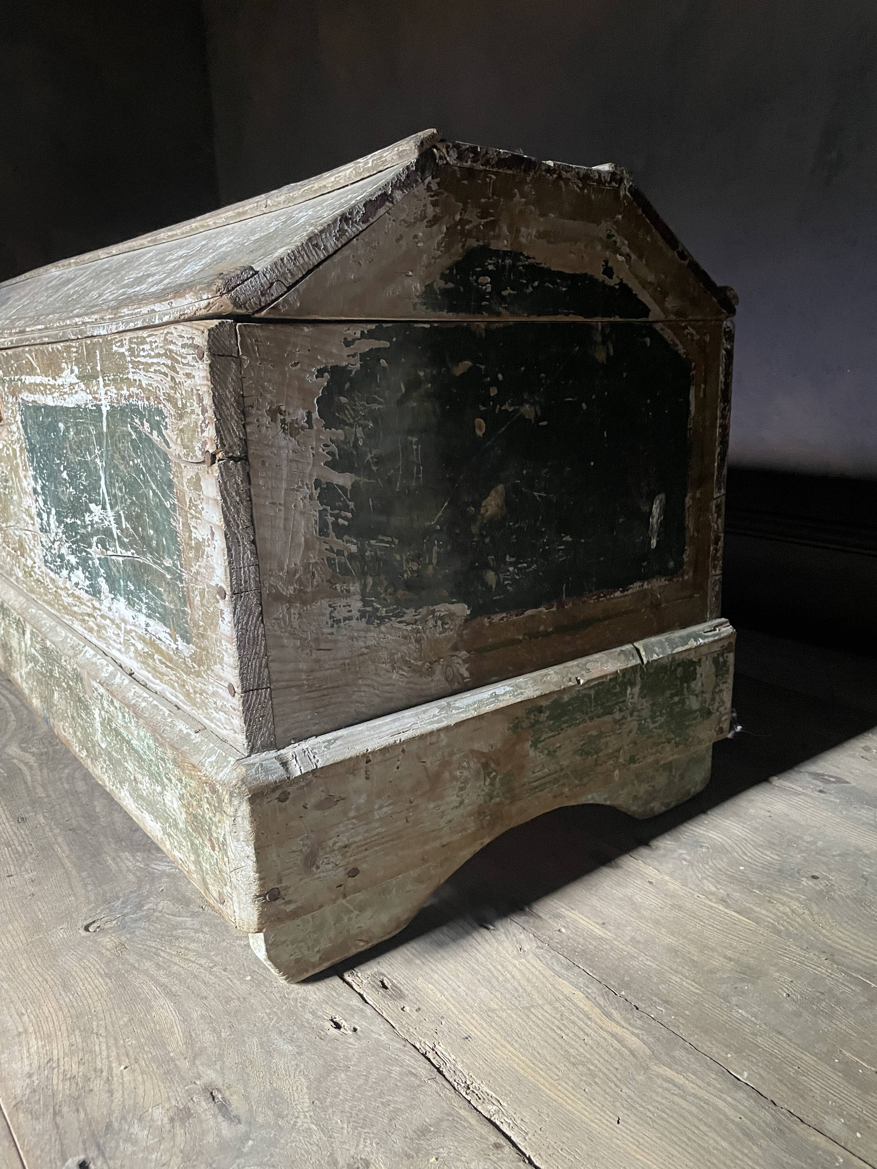 Large Antique 19th Century Continental Painted Pine Blanket Chest | Antique
