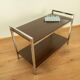 Shelf, chrome, stained mahogany, vintage from the 60s