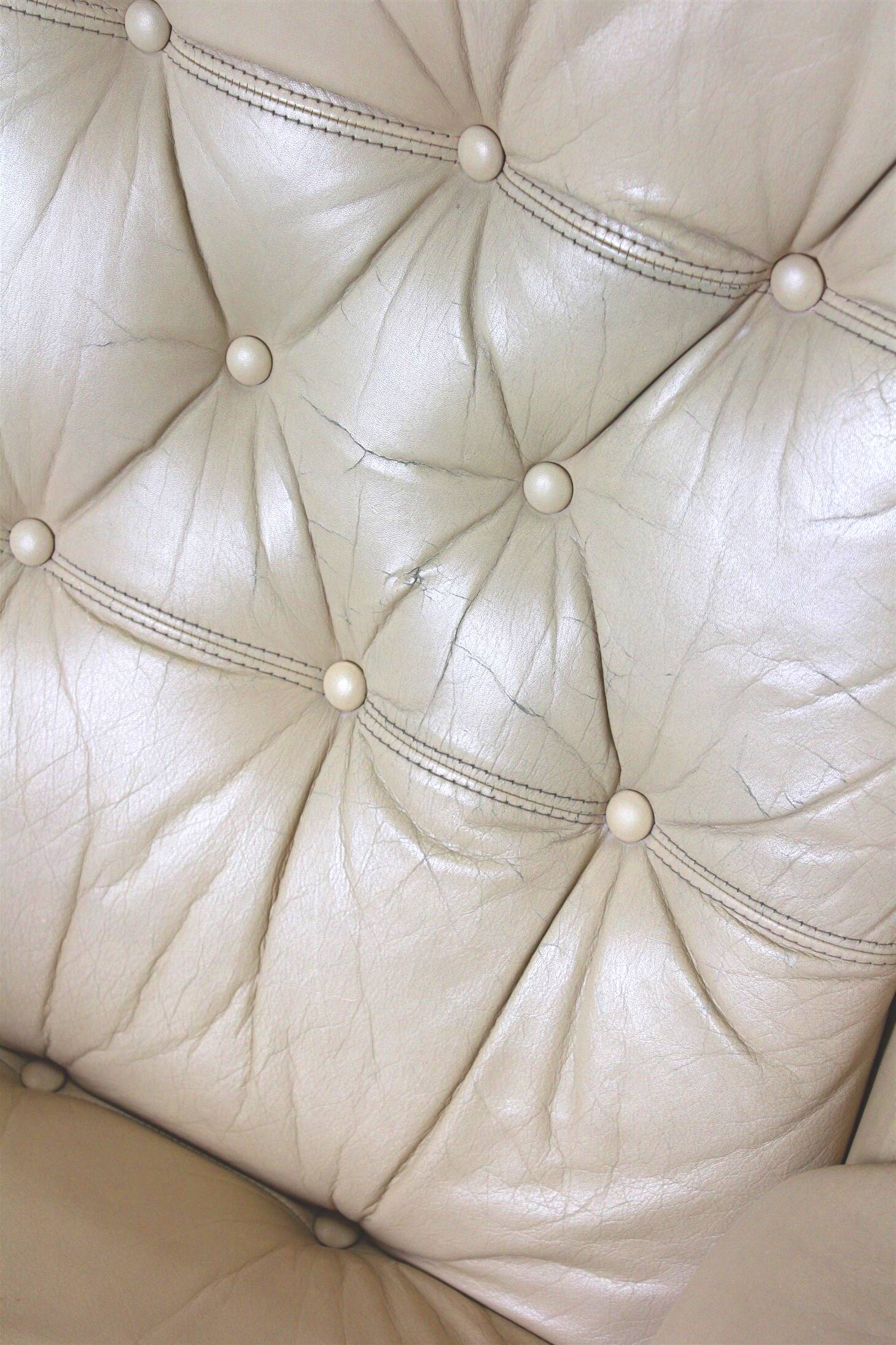 Vintage Finnish Leather Swivel Lounge Chair with Adjustable Recline, 1970s