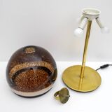Leucos Mid-Century Modern Italian Murano Glass and Brass Table Lamp, 1970s