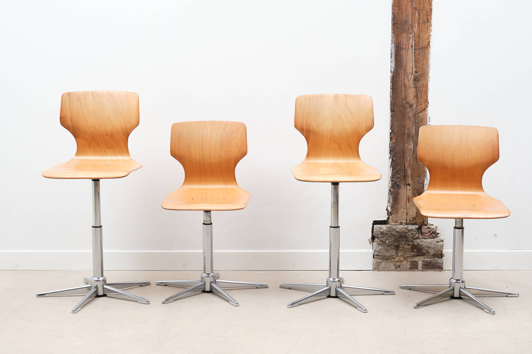 Vintage chair adjustable workshop beech chrome