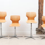 Vintage chair adjustable workshop beech chrome