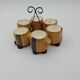 6 Grandjean Jourdan faux wood ceramic egg cups with support