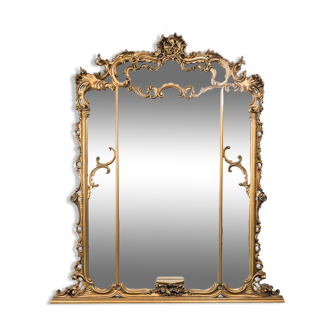 Wall mirror wood leaf gold 50s vintage 150x10x175