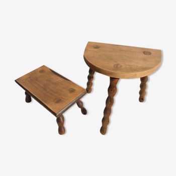 Set 2 decorative milking stools Nature