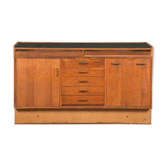 Vintage pharmacy counter showcase