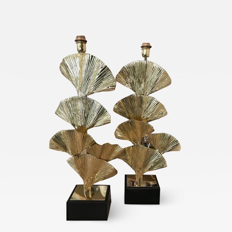 Gold brass Frame Leaves of Ginko Biloba table lamp