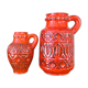Superb pair of red vases by Bodo Mans for Bay 1960-1970's