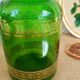 Apothecary green glass jar with gilding -vintage