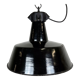Industrial black enamel factory lamp with cast iron top, 1960s