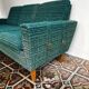 Mid-century sofa, three-seater in turquoise shade
