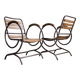 Industrial metal and wood chairs, 1950s style.
