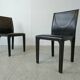 Black leather dining chairs by Arper italy, 1980s - set of 6