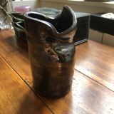 Biscornu ceramic vase signed