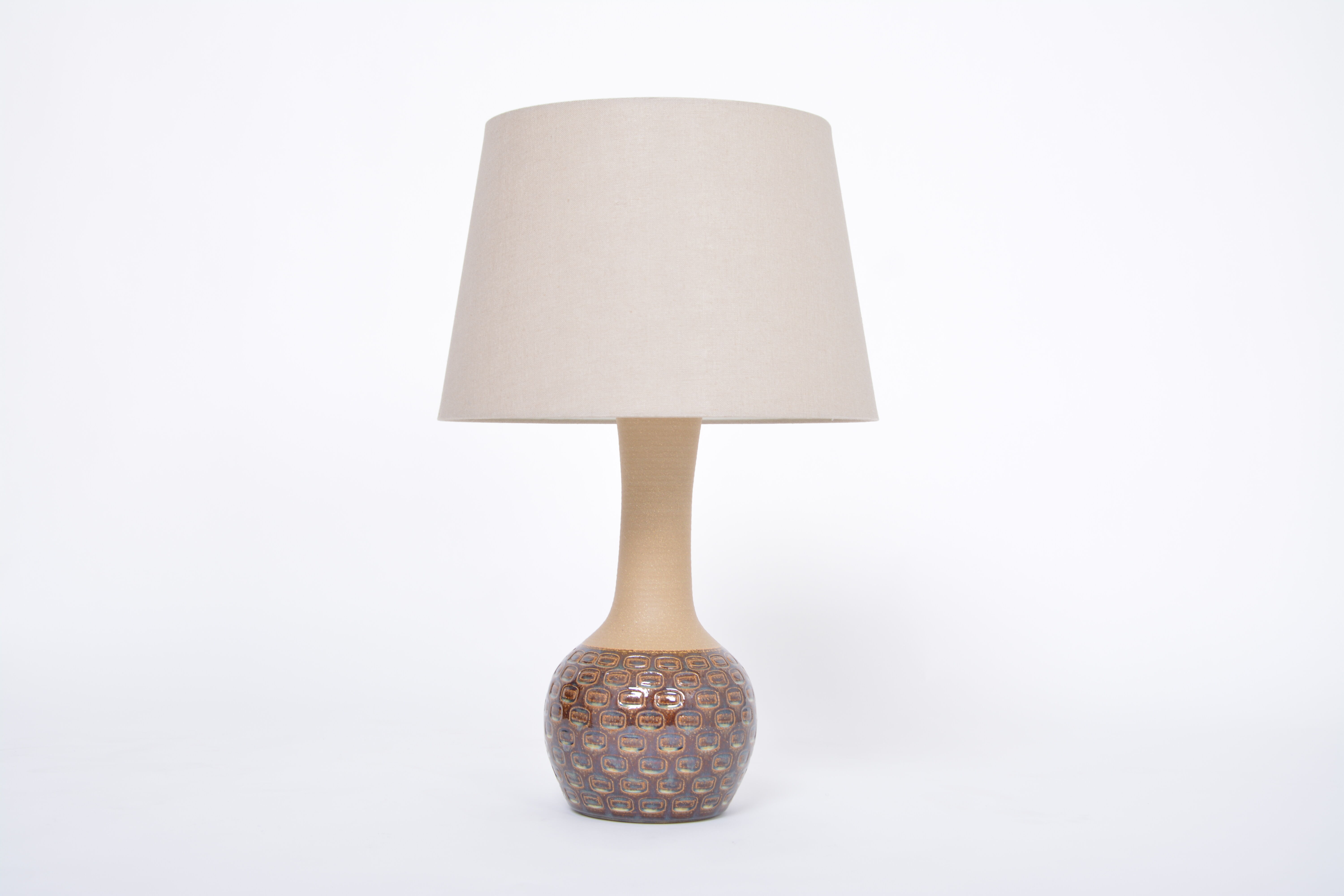 Handmade Danish Mid-Century Modern Stoneware Lamp with Graphic Pattern by Soholm
