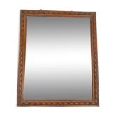 Miroir ancien style Louis XVI bois sculpté, glace biseautée 31x25 cm SB