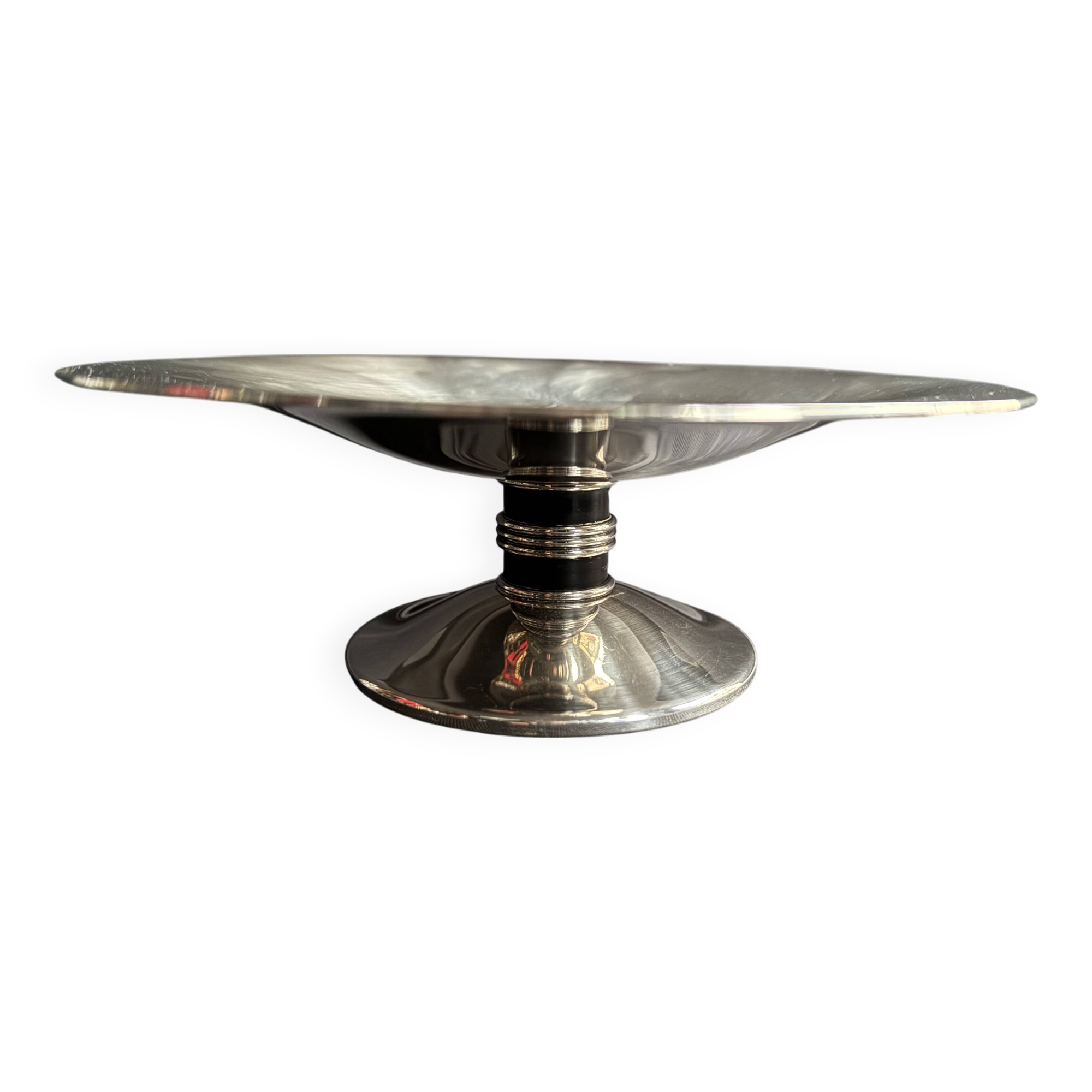 Coupe métal argenté et laque de Chine Christofle Talisman