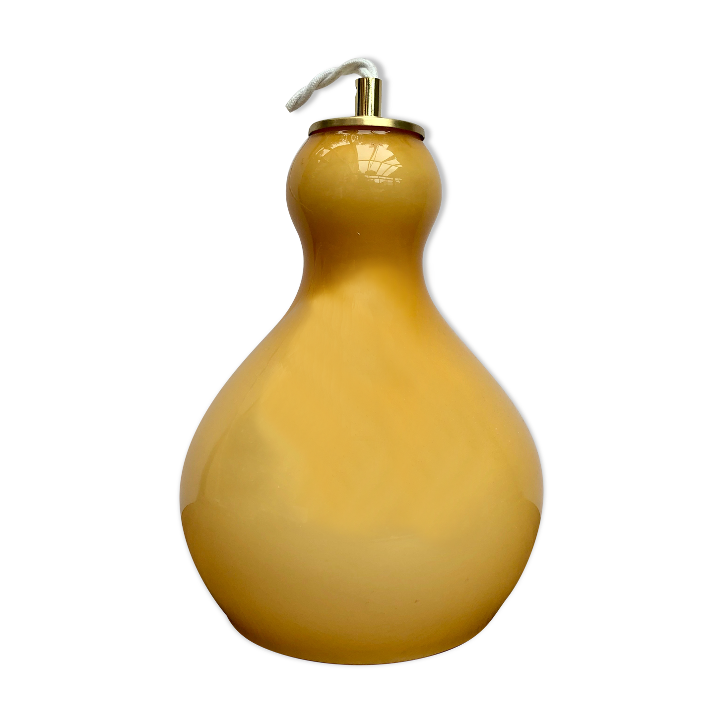 Vintage blind hanging lamp in ochre opaline