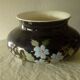 Vase centre de table en faience bleu de four decor emaille sarreguemines