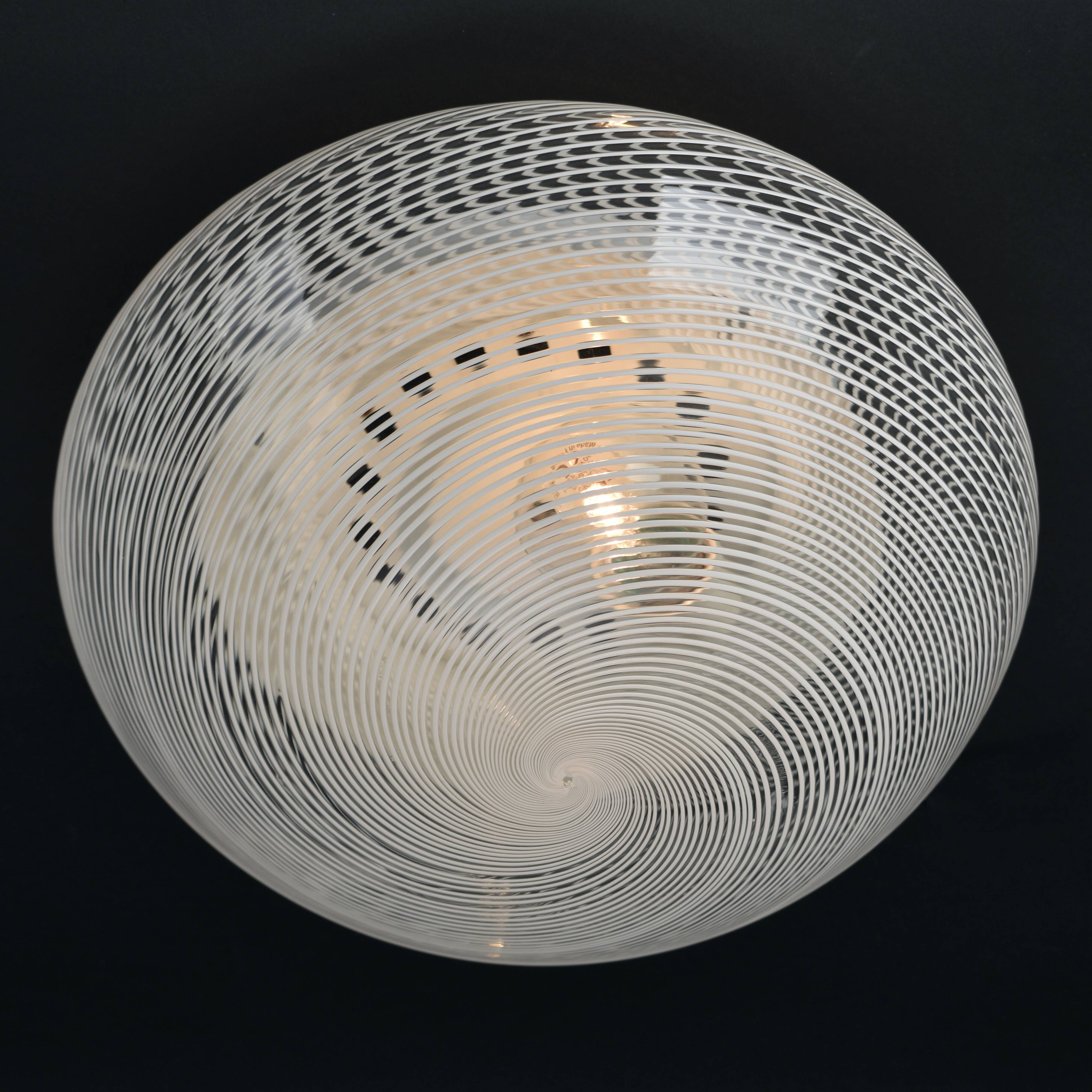 Vintage Venini Murano Glass Swirl Flush Mount